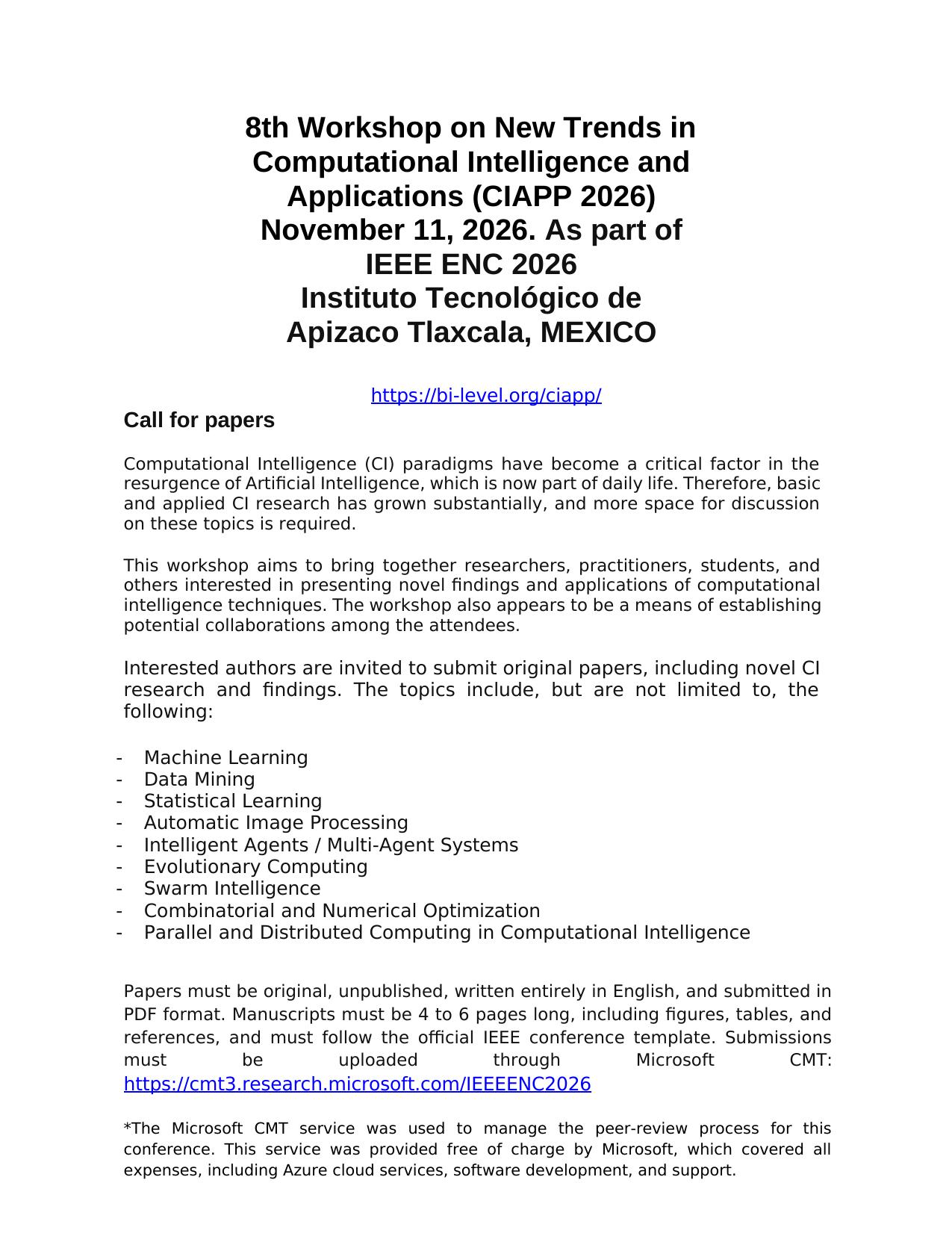 Call for Papers CIAPP 2026